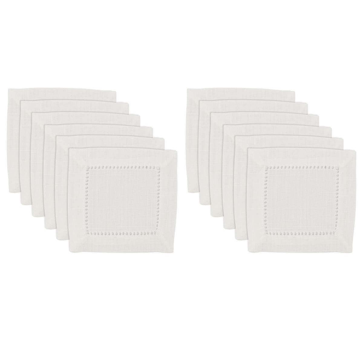Ivory Cocktail Napkins /w Hemstitch Border 100% Polyester, 6 Inch Square (12 pcs.)