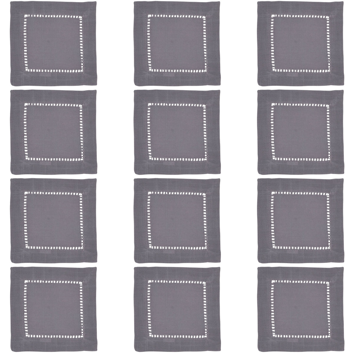 Slate Hemstitched Border Cocktail Napkins 100% Polyester, 6 Inch Square (12 pcs.)