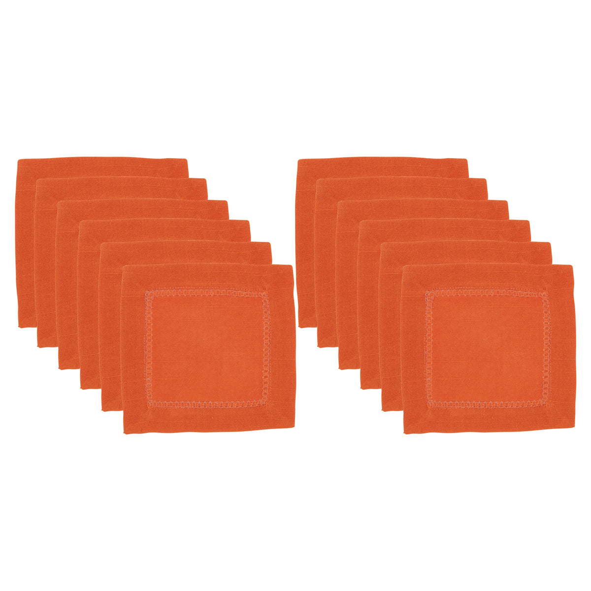 Pumpkin Hemstitched Border Cocktail Napkins 100% Polyester, 6 Inch Square (12 pcs.)