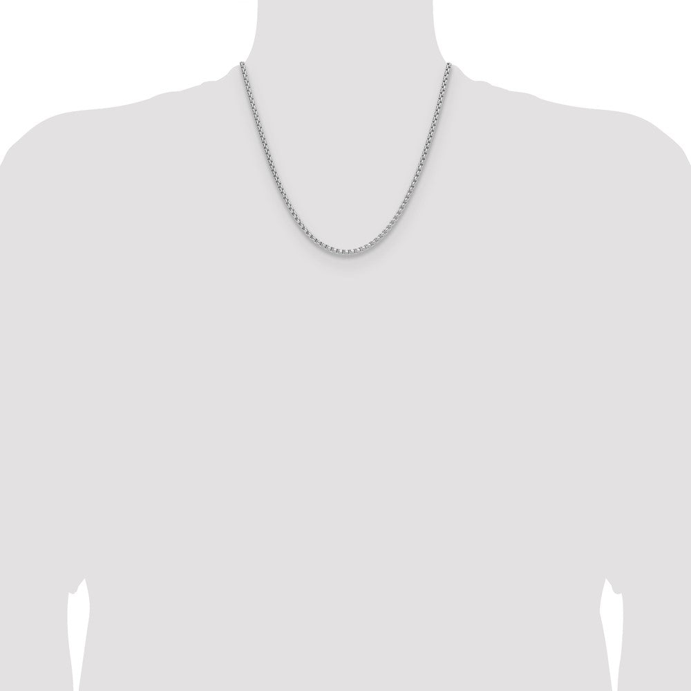 14k White Gold 2.2mm Solid Beveled D/C Paperclip Chain, 20 in Length