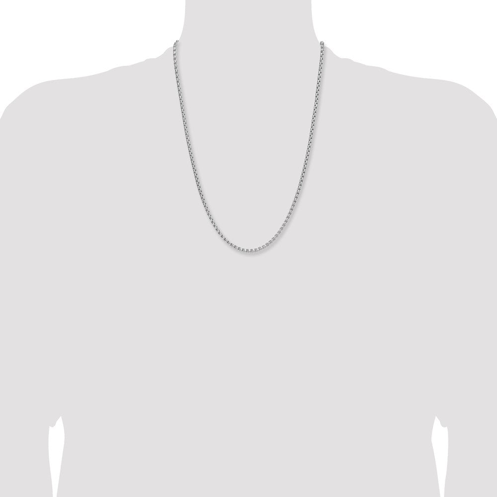 14k White Gold 2.2mm Solid Beveled D/C Paperclip Chain, 24 in Length