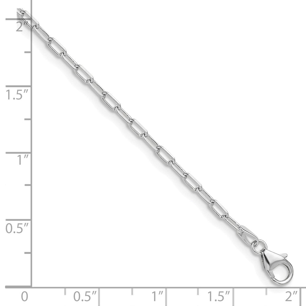 14k White Gold 2.2mm Solid Beveled D/C Paperclip Chain, 8 in Length