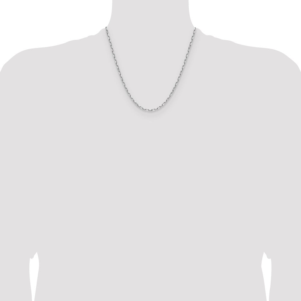 14k White Gold 3.0mm Solid Beveled D/C Paperclip Chain, 20 in Length