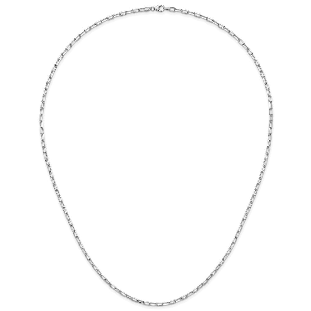14k White Gold 3.0mm Solid Beveled D/C Paperclip Chain, 24 in Length