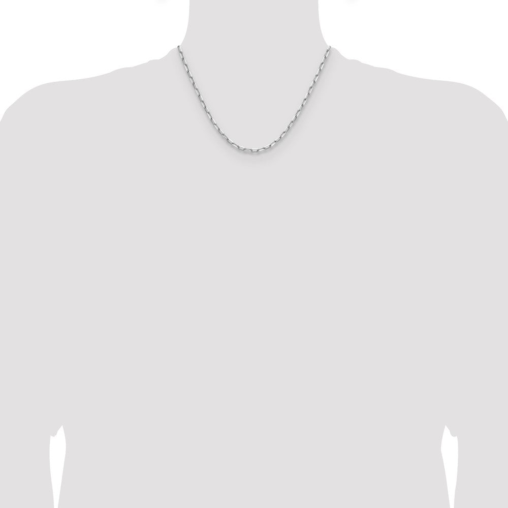 14k White Gold 3.5mm Solid Beveled D/C Paperclip Chain, 18 in Length