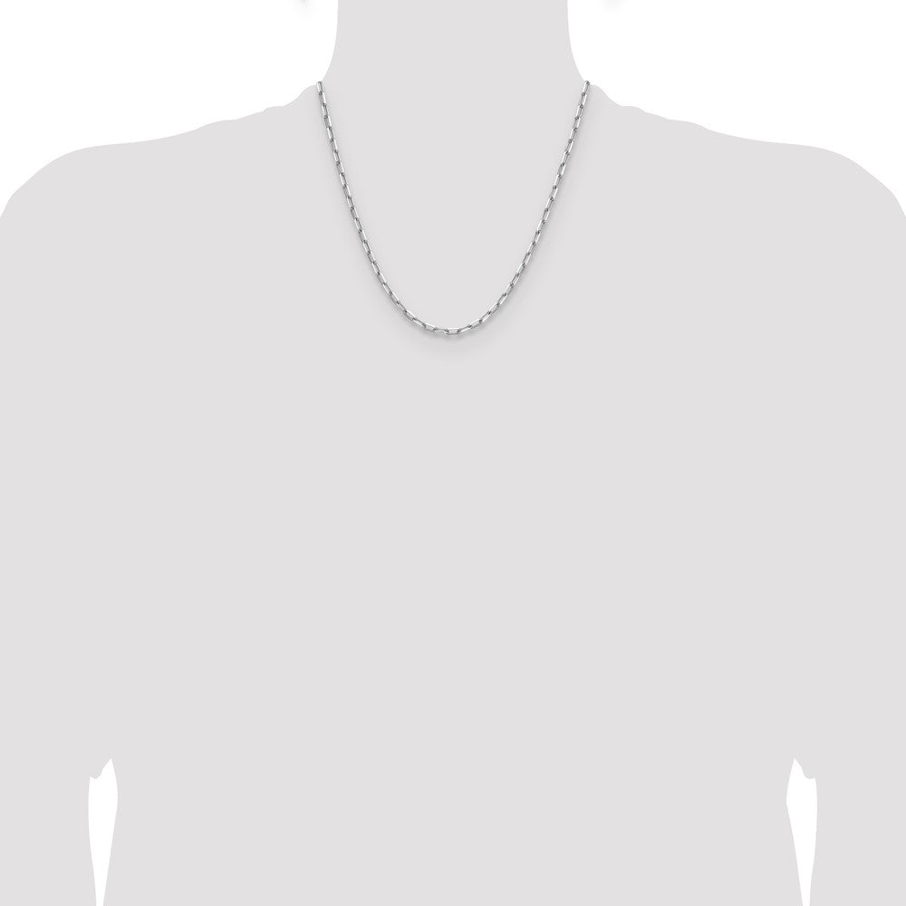 14k White Gold 3.5mm Solid Beveled D/C Paperclip Chain, 20 in Length