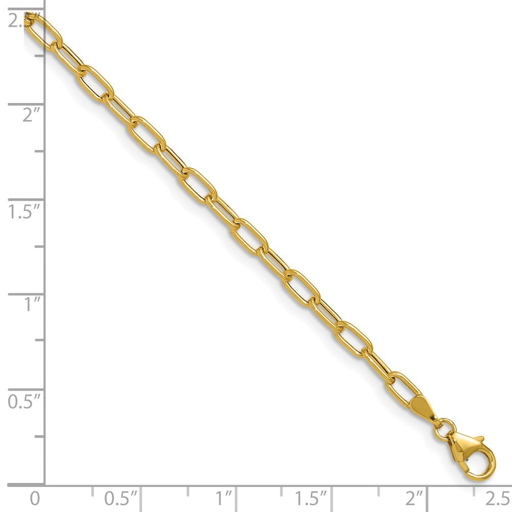 14k Yellow Gold 3.0mm Semi-Solid Paperclip Chain, 8 in Length