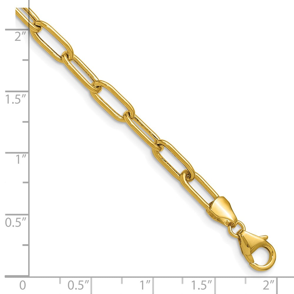 14k Yellow Gold 4.5mm Semi-Solid Paperclip Chain, 24 in Length