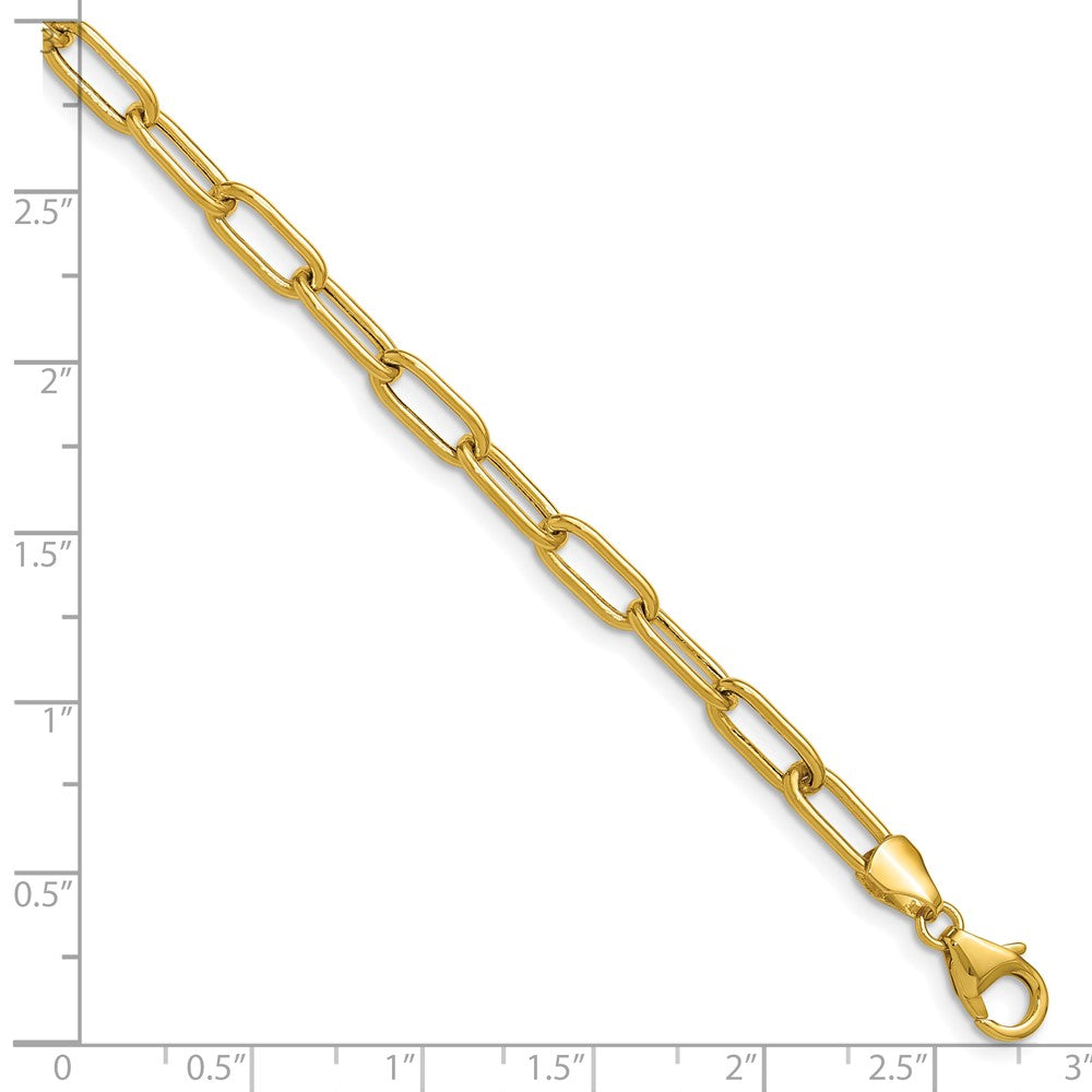 14k Yellow Gold 4.5mm Semi-Solid Paperclip Chain, 7 in Length