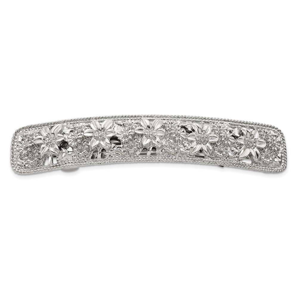 1928 Jewelry Silver-tone Ornate Floral Motif Hair Barrette