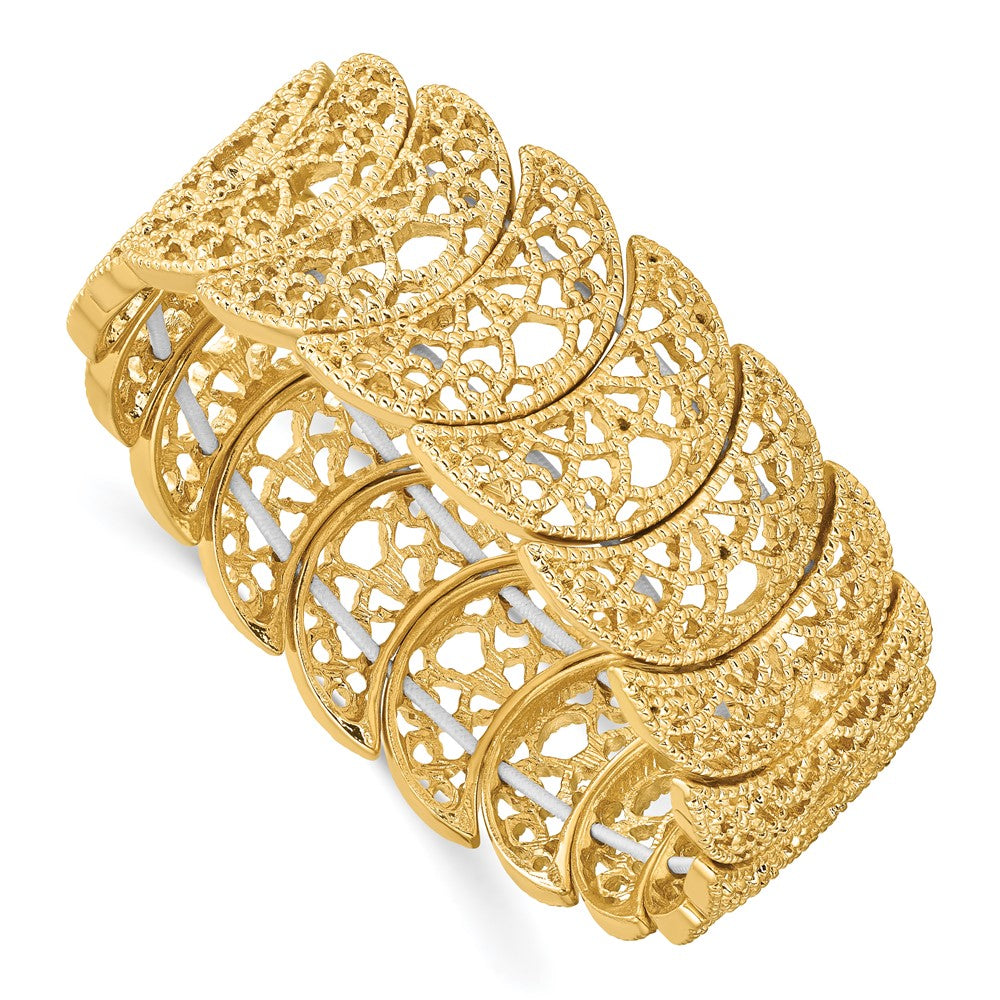 1928 Jewelry Gold-tone Filigree Half Circles Stretch Bracelet