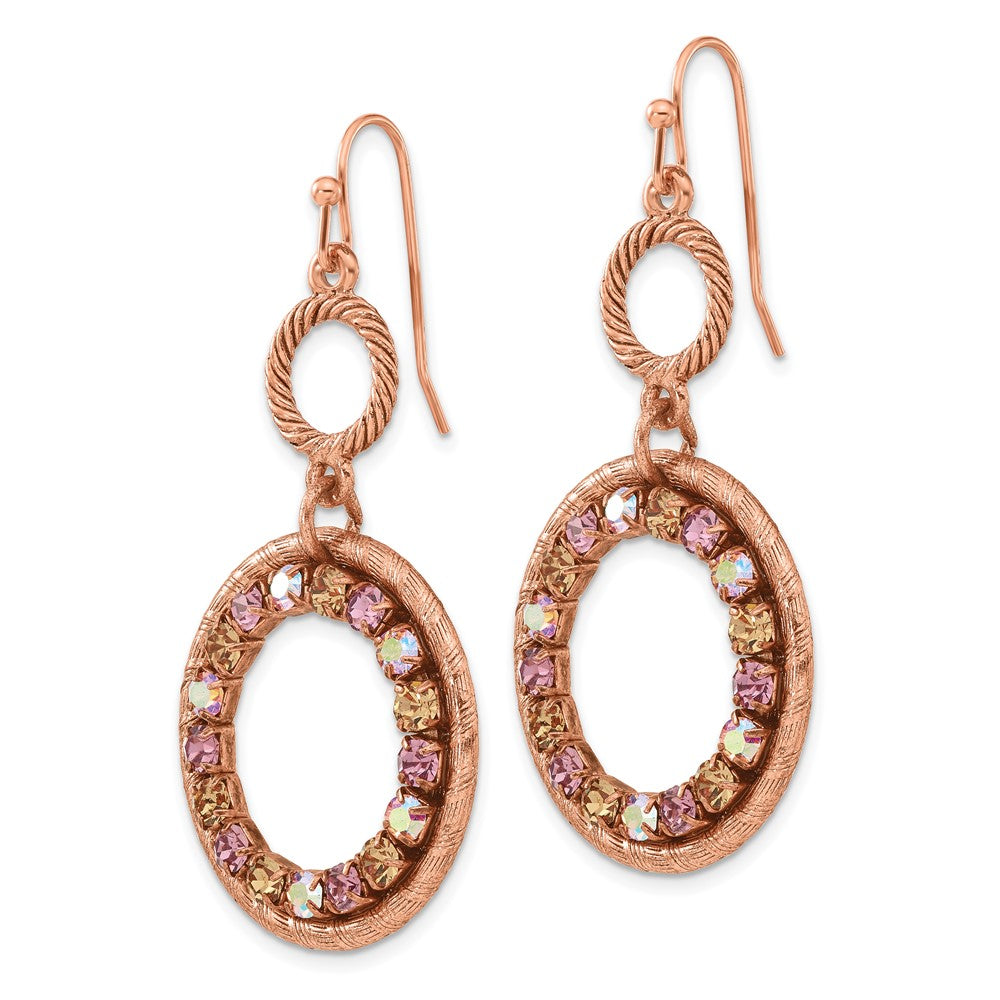 1928 Jewelry Copper-tone Textured Frame Purple Pink and Colorado Crystal Double Circle Dangle Earrings