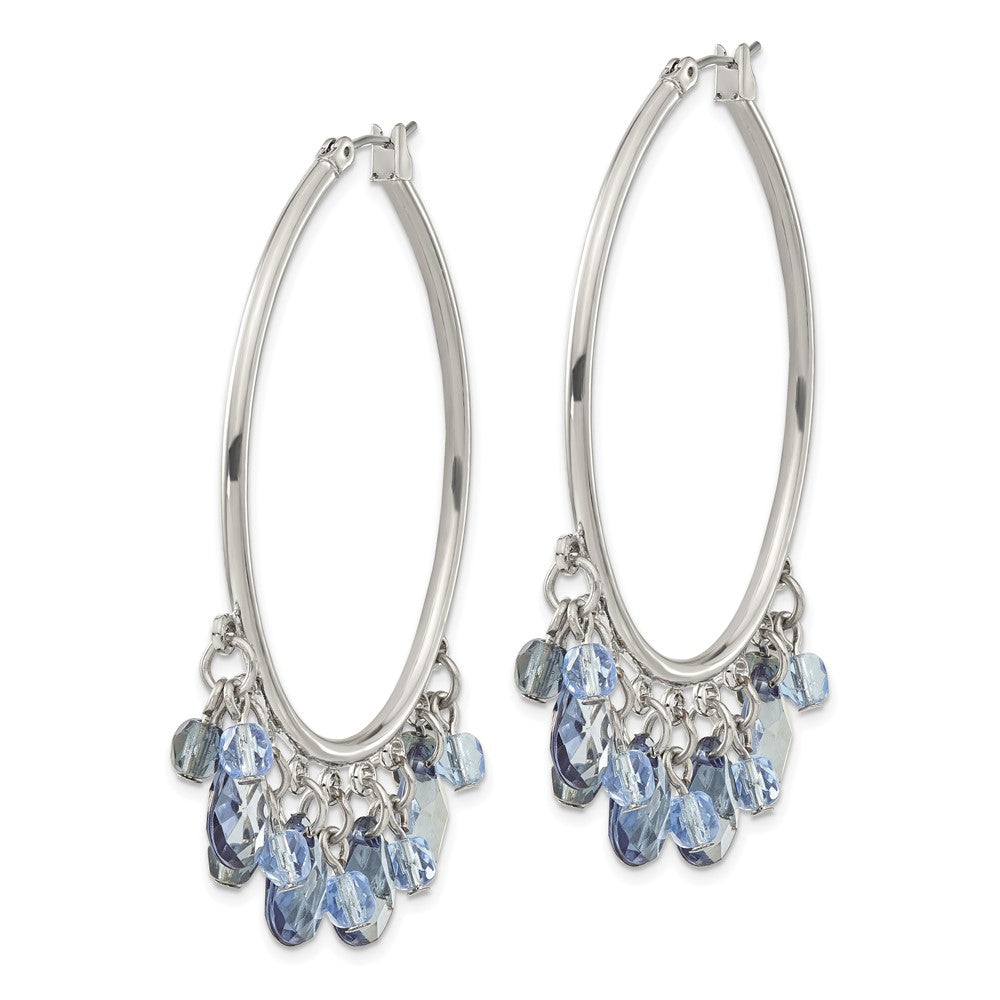 1928 Jewelry Silver-tone Light and Dark Blue Faceted Crystal Danble Hoop Earrings