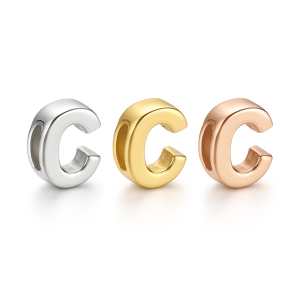 Dijes de letra en bloque de plata esterlina mini con cadena de serpiente de 18 pulgadas
