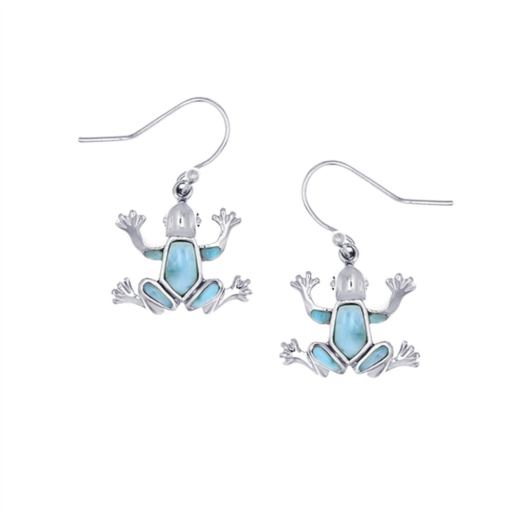 925 Sterling Silver Larimar Butterfly Earrings French Wire 4.57 gm