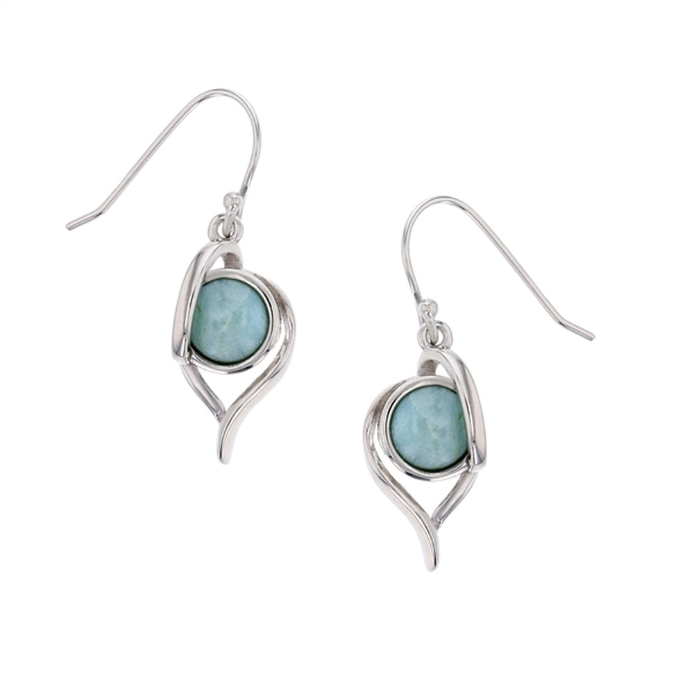 925 Sterling Silver Larimar Sun Earrings French Wire 3.64 gm