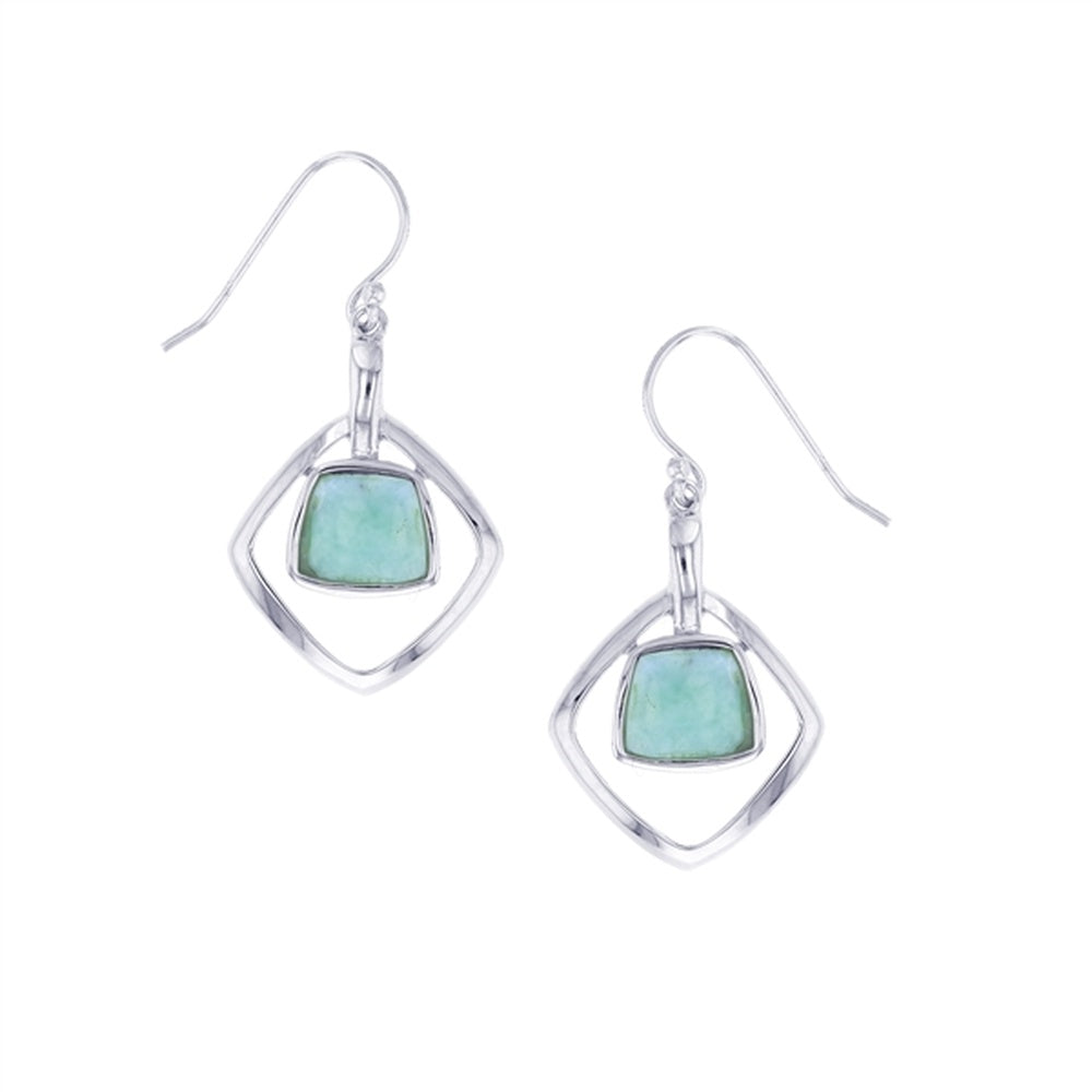 925 Sterling Silver Drop Larimar Earrings French Wire 5.6 gm
