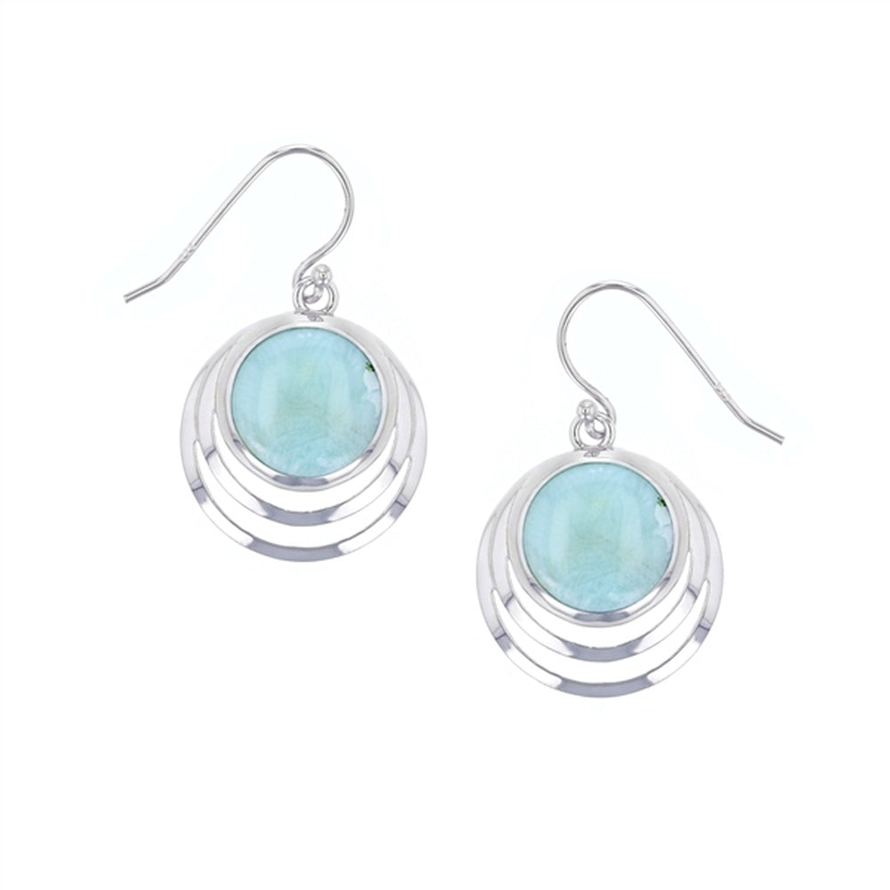 925 Sterling Silver Larimar Cushion Earrings French Wire 5 gm