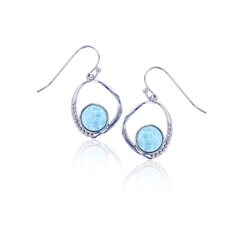 925 Sterling Silver Larimar Heart Earrings French Wire 4 gm