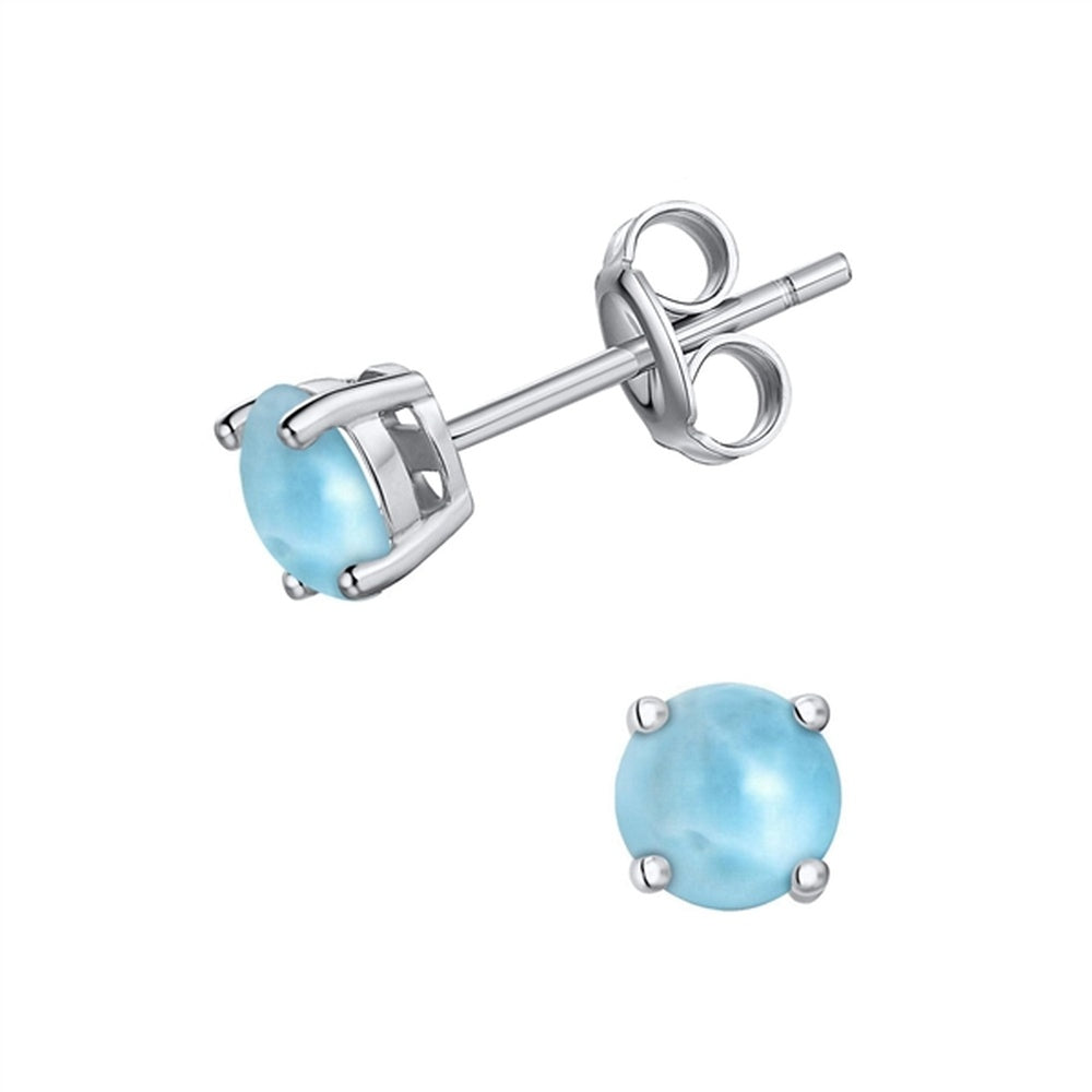 925 Sterling Silver Larimar Oval Drop Earrings French Wire 5.5 gm
