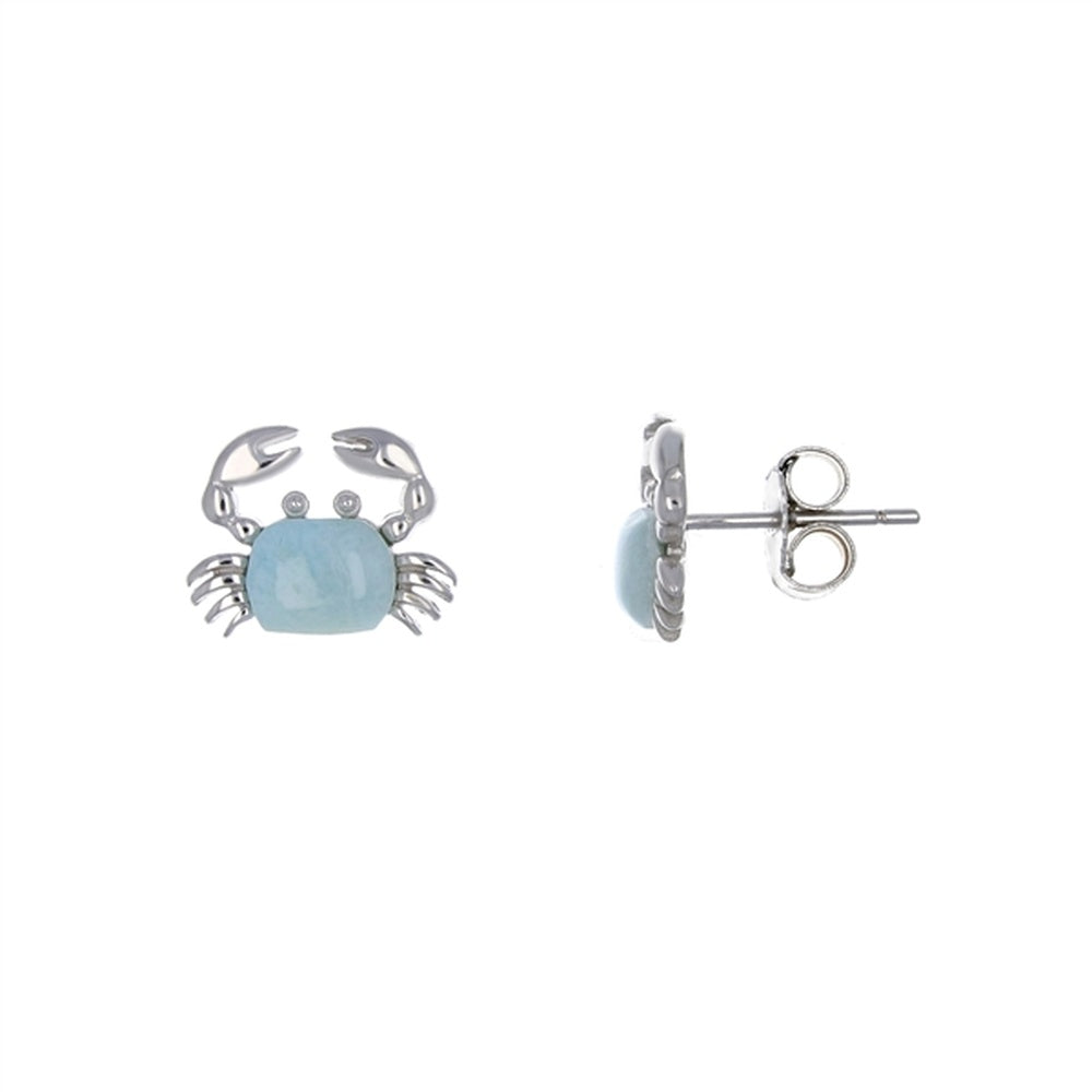 925 Sterling Silver Larimar Round 6mm Halo CZ Stud Earrings Post Back Closure