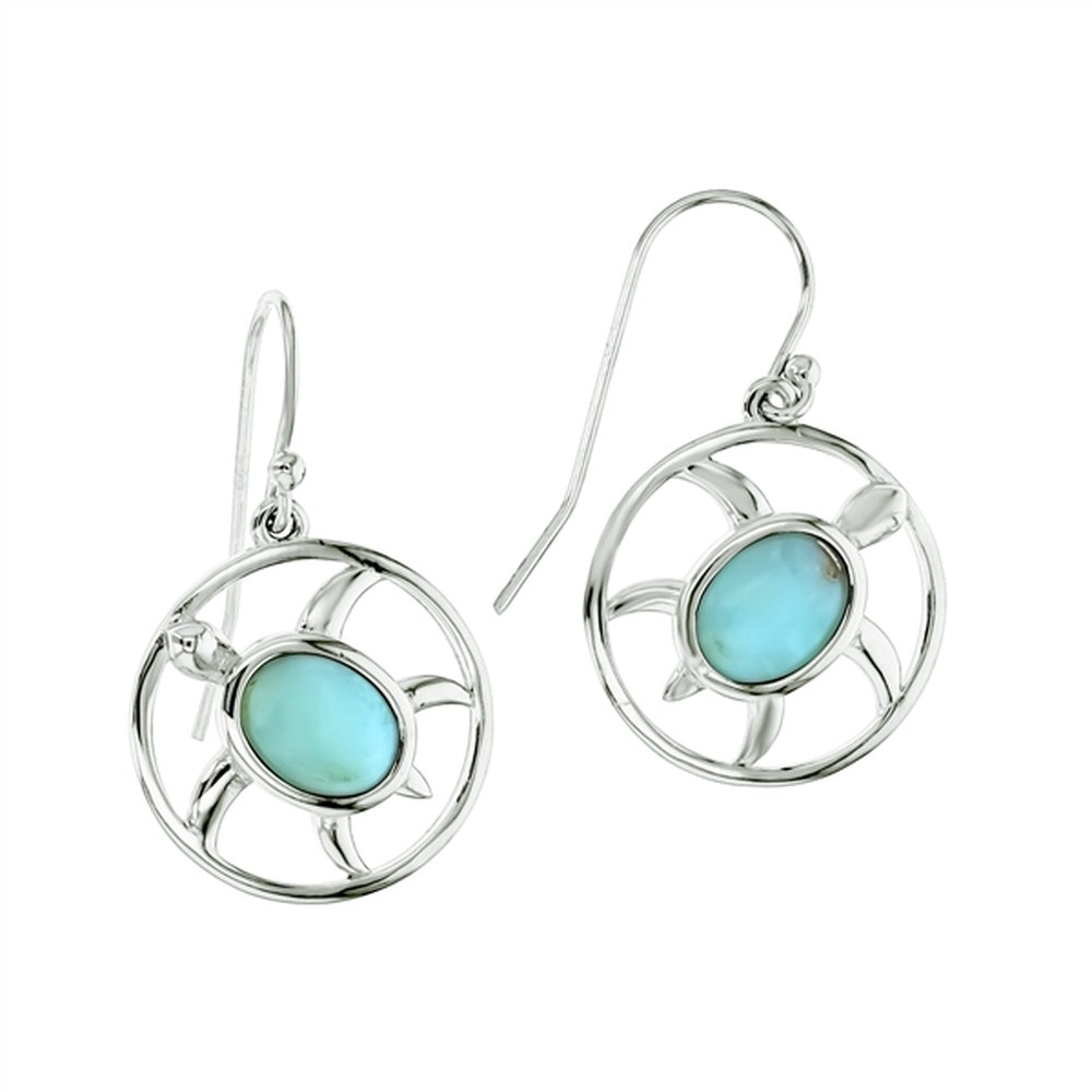 925 Sterling Silver Larimar Oval 8x6mm Earrings French Wire 2.12 gm