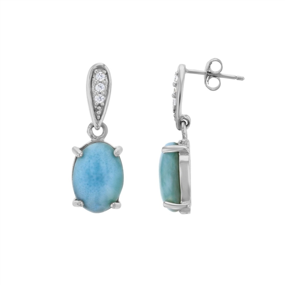 925 Sterling Silver Larimar Cone Shell Earrings French Wire 3.7 gm