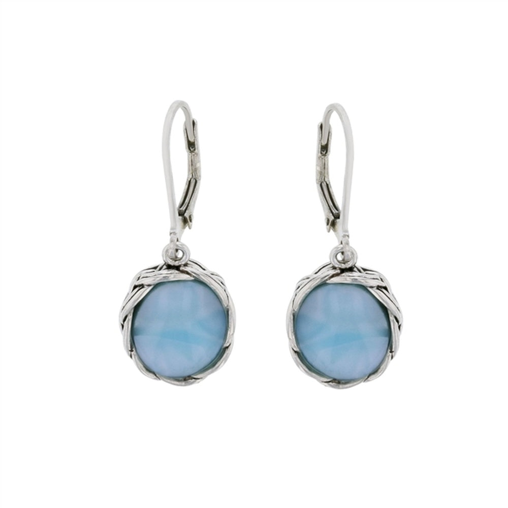 925 Sterling Silver Larimar Oval Shape CZ Post Back Dangle Drop Earrings