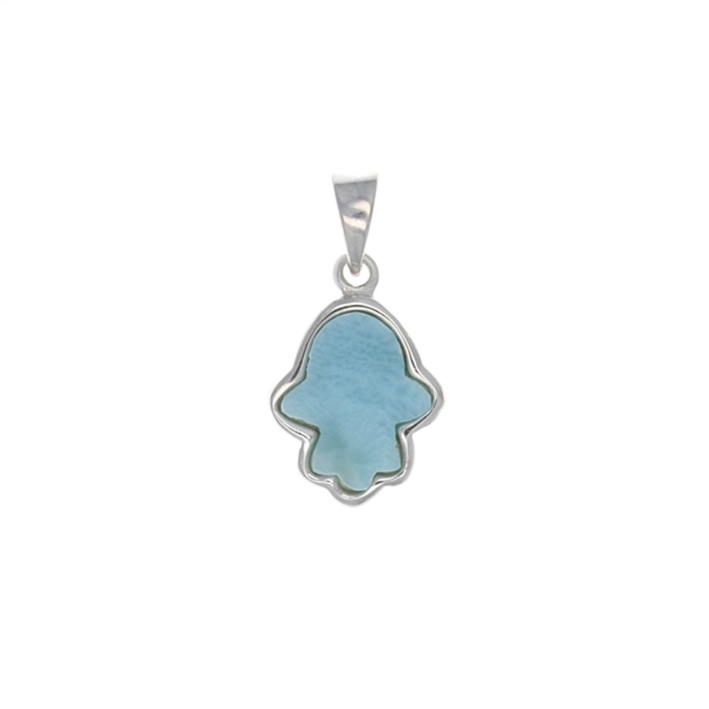 925 Sterling Silver Larimar Flipflop Palm Tree Pendant 2.18 gm