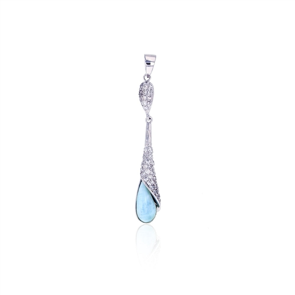 925 Sterling Silver Larimar Fleur De Lis Pendant 3 gm