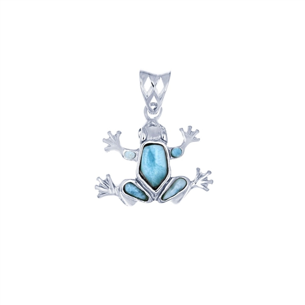 925 Sterling Silver 10x8mm Oval Larimar Pendant 2.41 gm