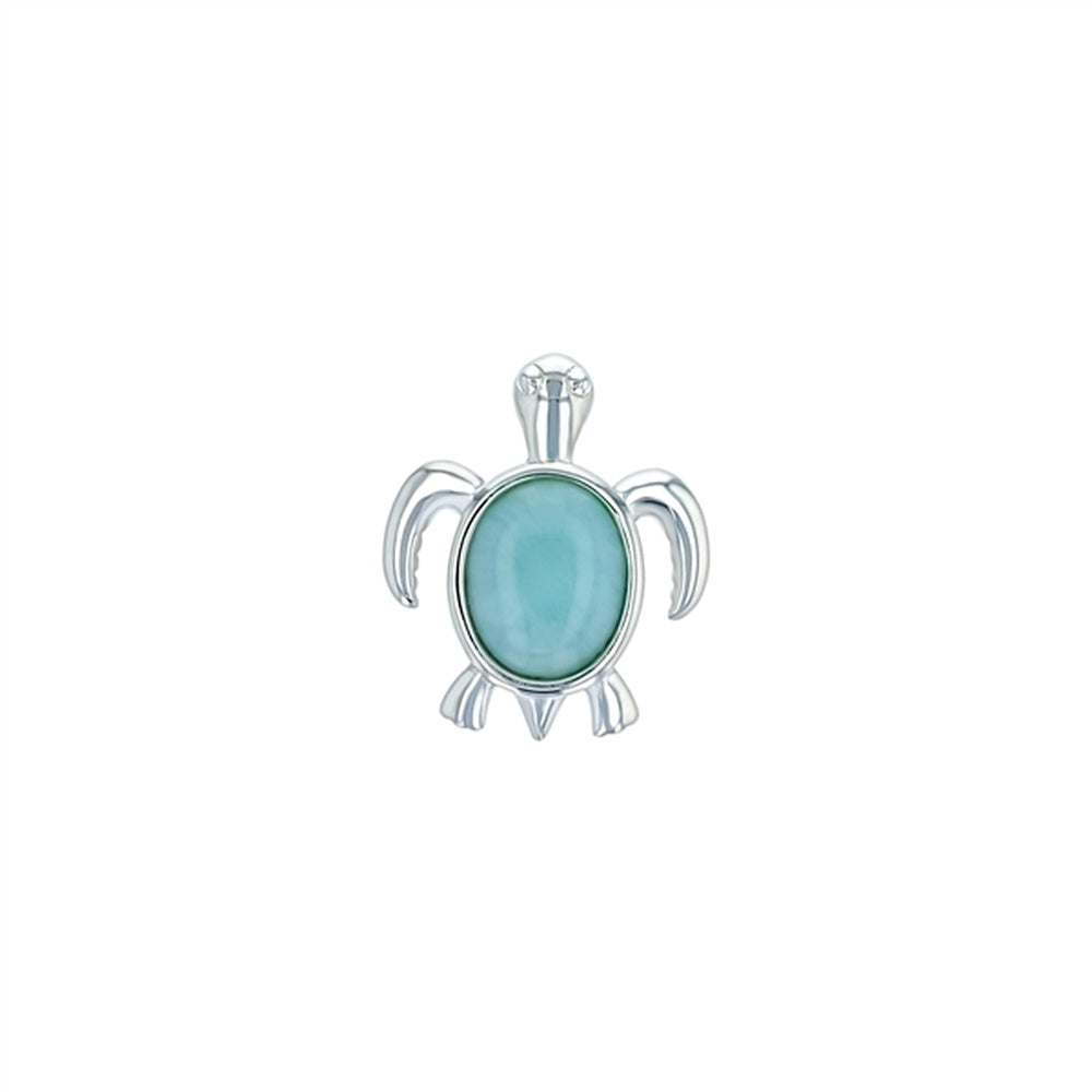 925 Sterling Silver Larimar Flower Shape Pendant 3.3 gm