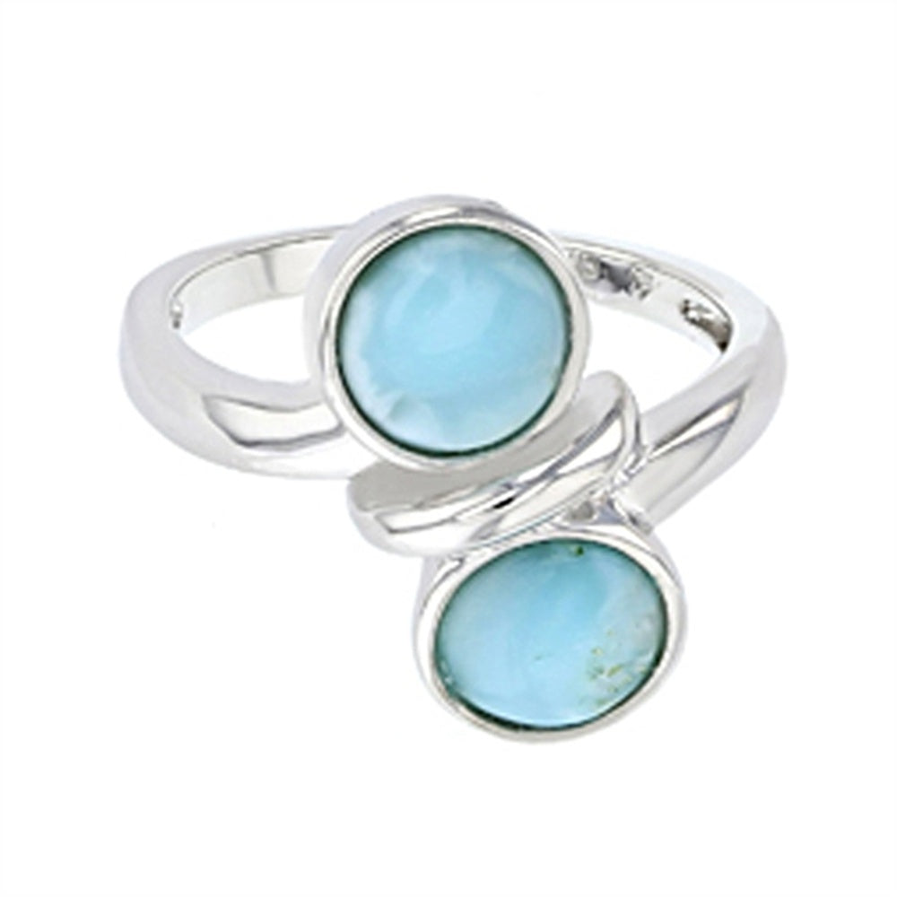 925 Sterling Silver 3 Oval Larimar Ring 4.7 gm