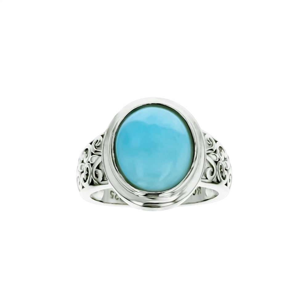 925 Sterling Silver Larimar 3 Row Square and Round Geometry Ring 4.99 gm