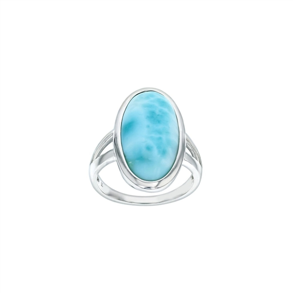 925 Sterling Silver Larimar Pear Shape & Round Halo CZ Open Crossover Ring