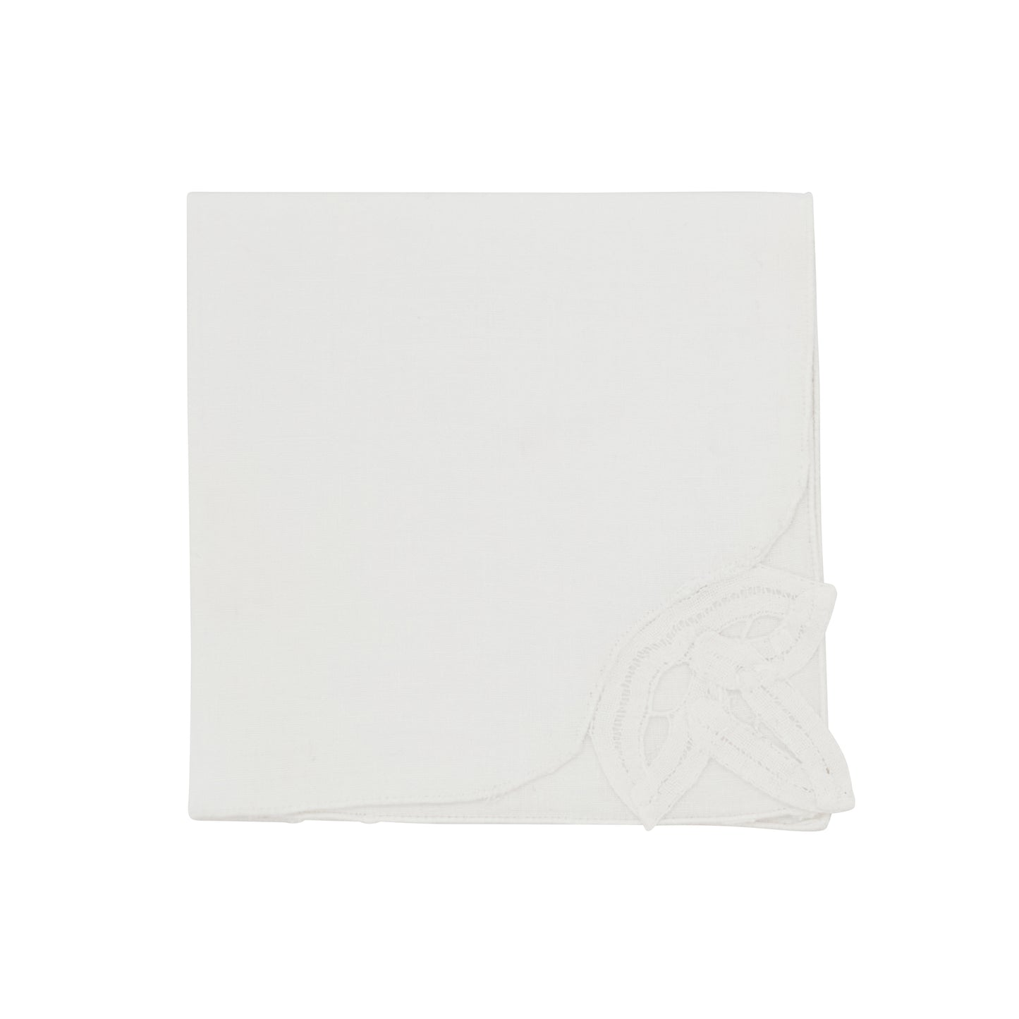 White Bianca Battenberg Napkins 100% cotton, 12 Inch Square (12 pcs.)