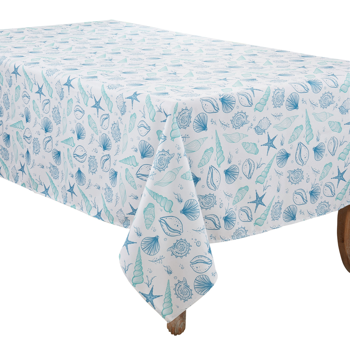 Blue Sea Shells Tablecloth 100% polyester