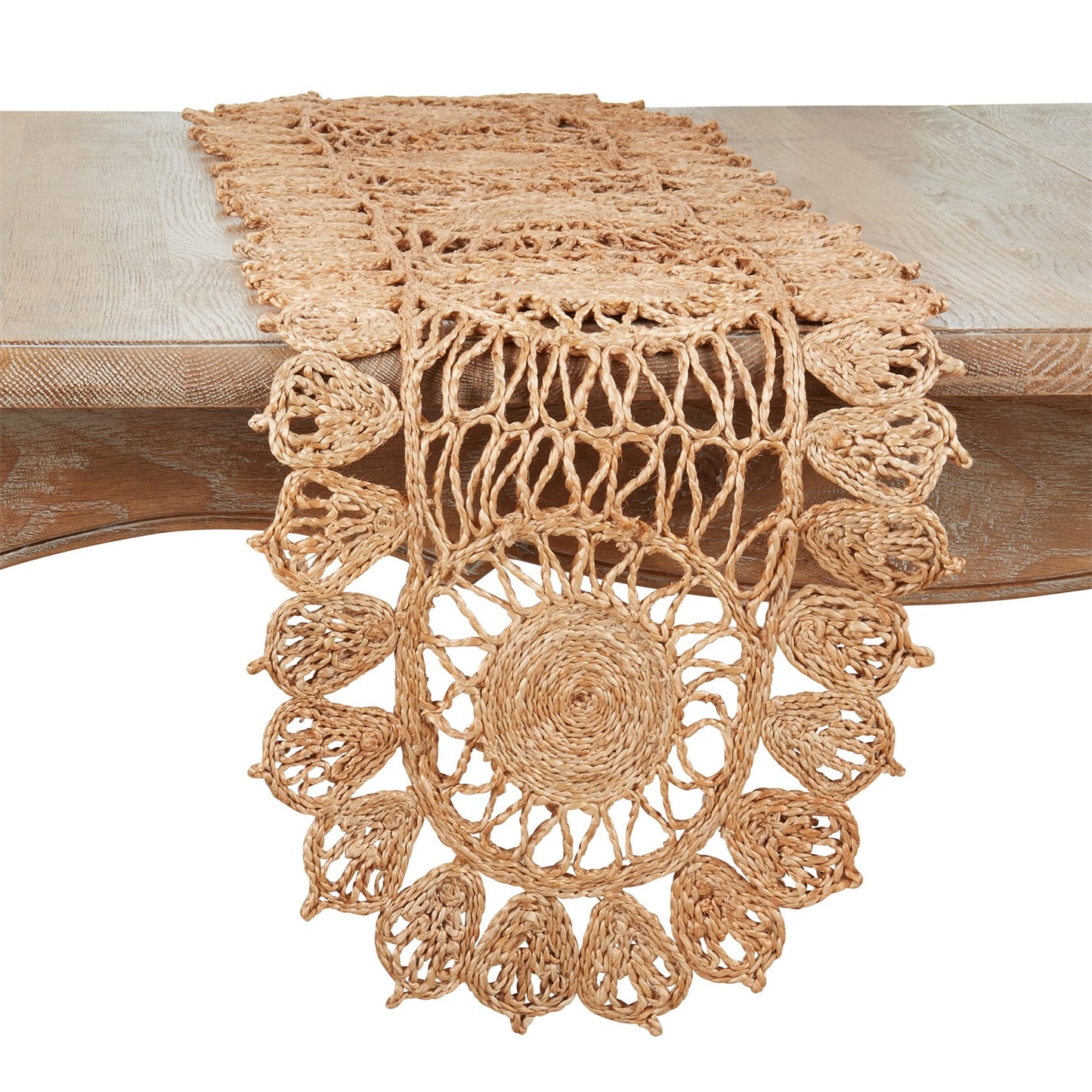 Everyday / All Season Natural Beige Woven Jute Table Runner, 100% jute