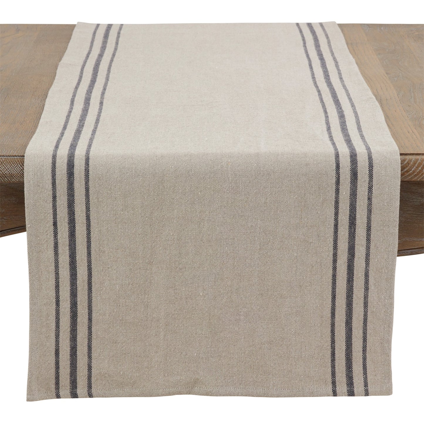 Everyday / All Season Natural Beige Striped Linen Table Runner, 100% linen
