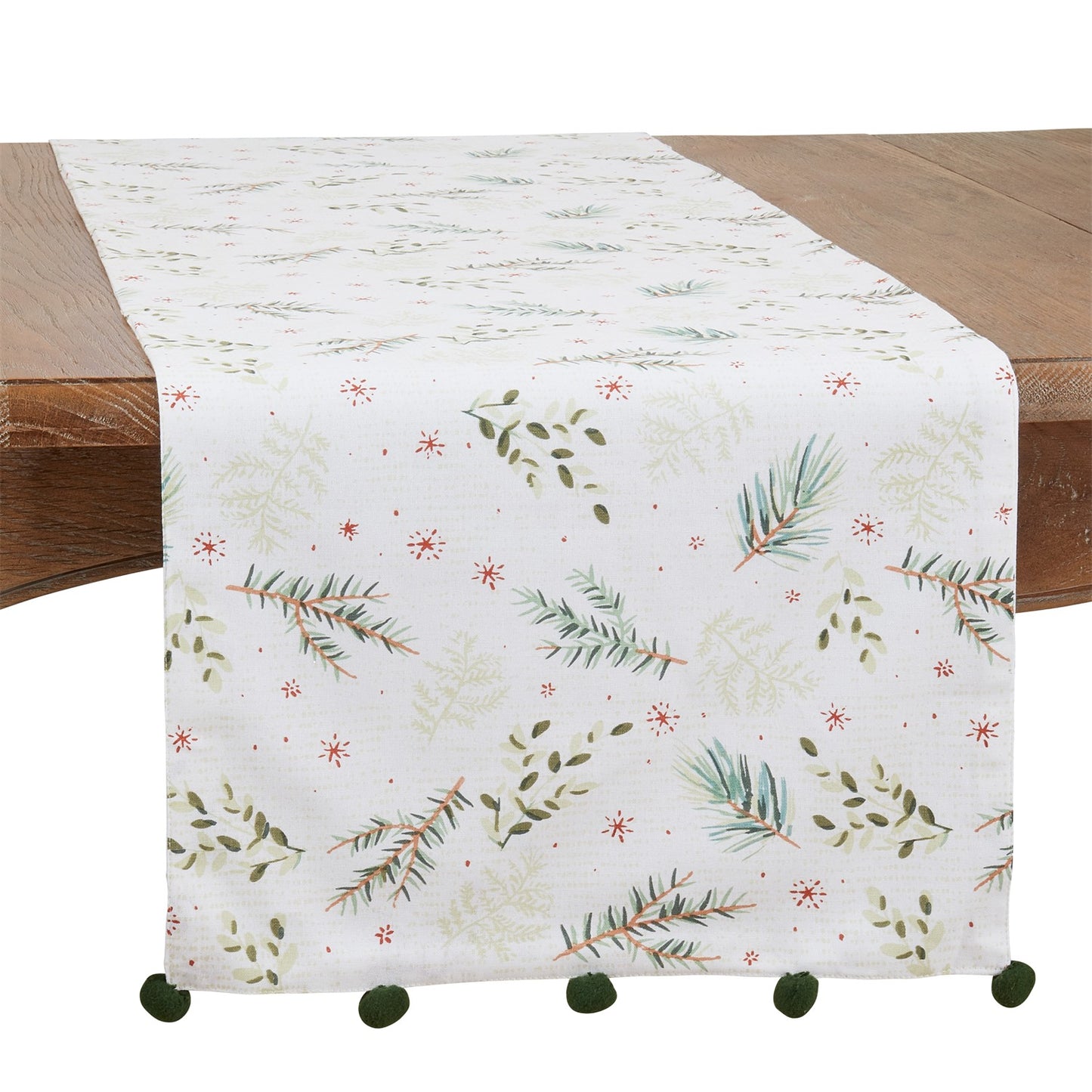 Christmas Green Christmas Foliage Table Runner, 100% cotton