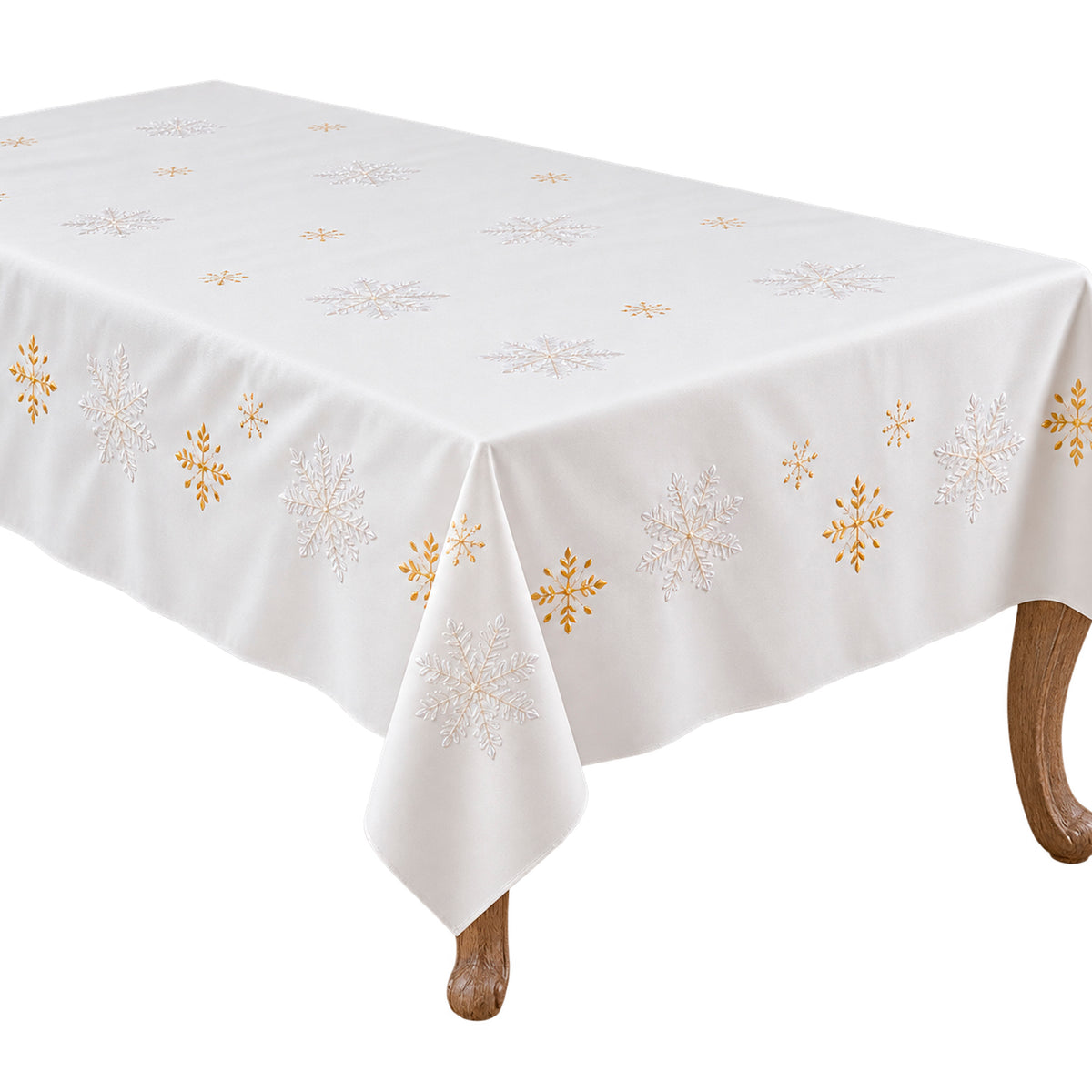 Ivory White Snowflake Tablecloth 100% polyester