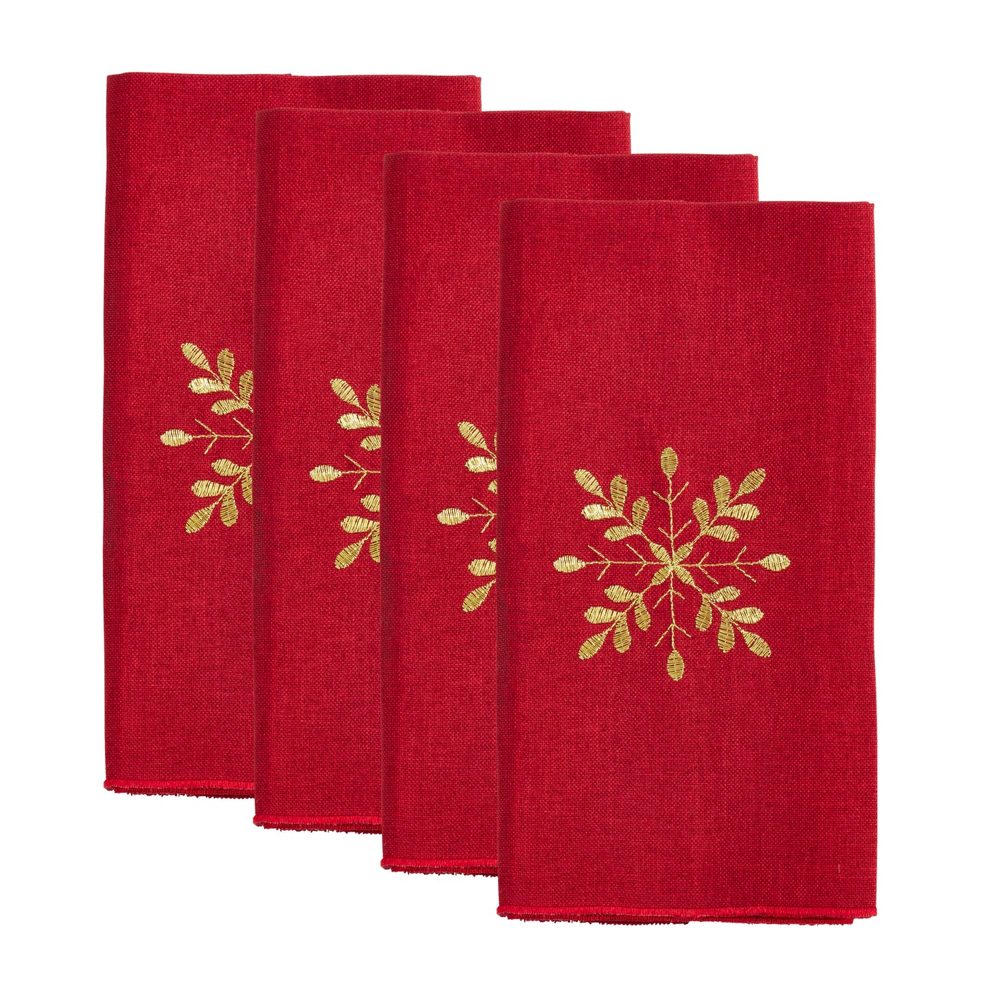 Red Snowflake Napkins 100% Polyester, 20 Inch Square (4 pcs.)