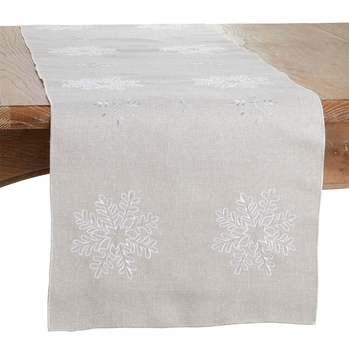 Christmas Silver Snowflake Table Runner, 100% Polyester