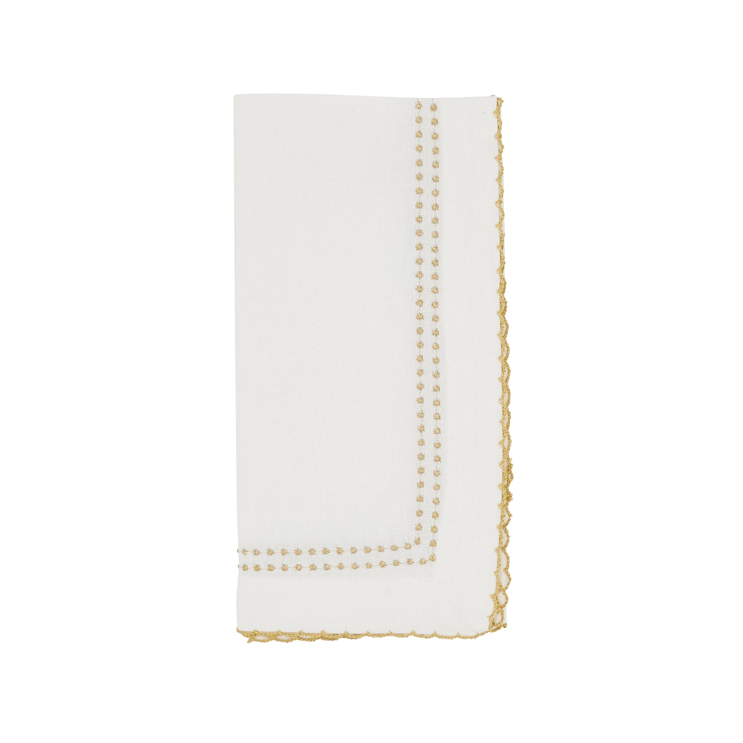 Gold Embroidered Border Napkins 100% cotton, 18 Inch Square (4 pcs.)