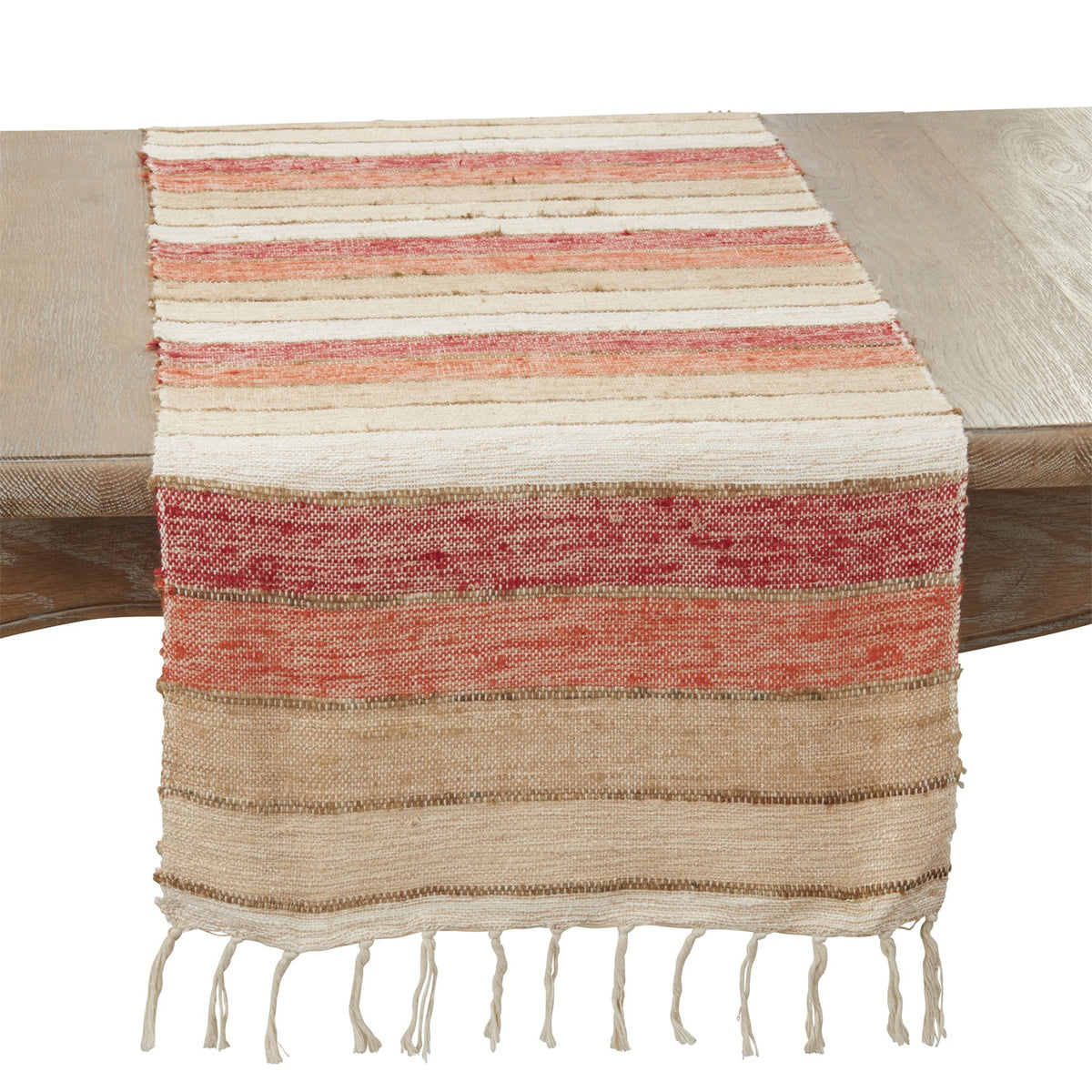 Everyday / All Season Orange Striped Table Runner, 100% cotton