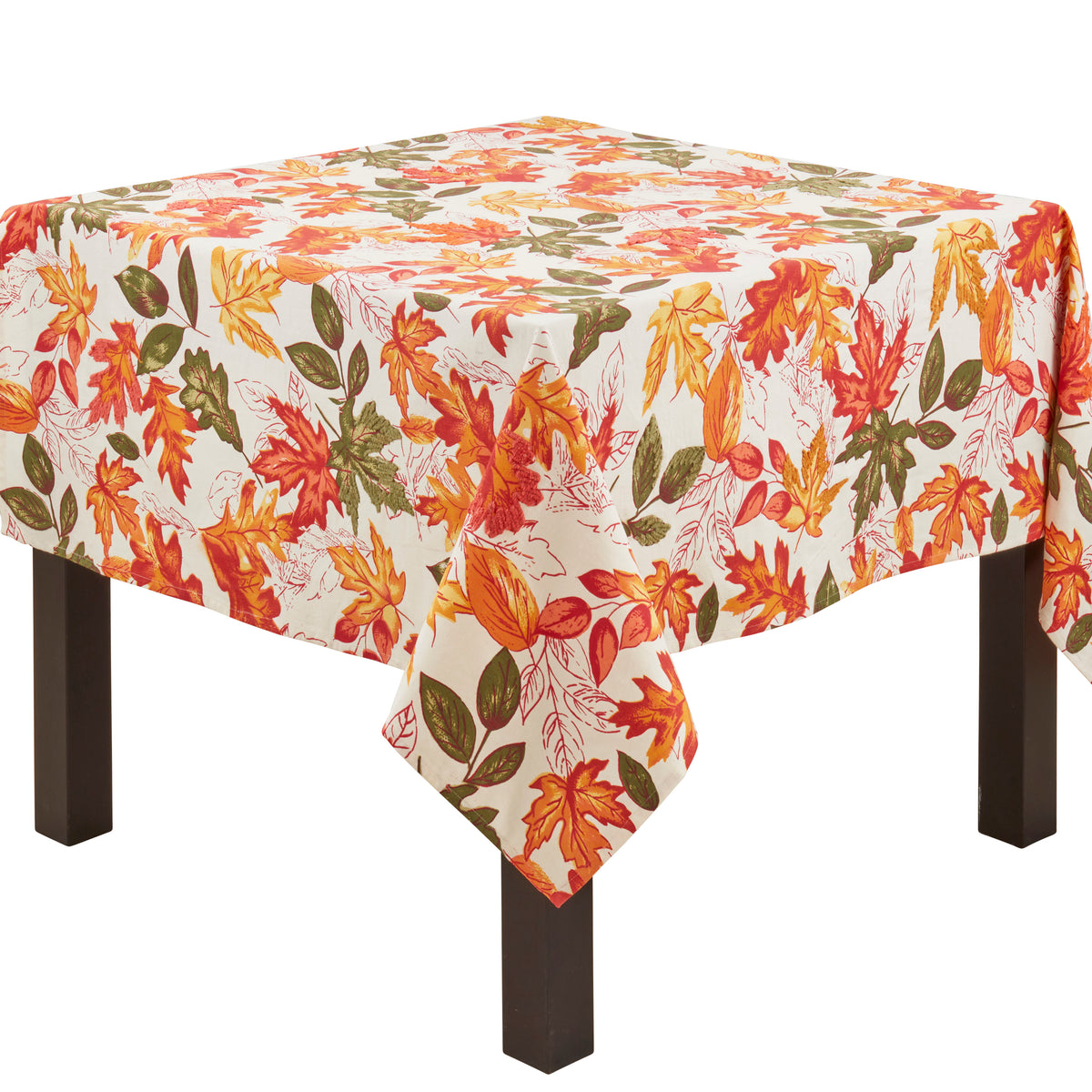 Orange Embroidered Autumn Fall Leaves Holiday Thanksgiving Table Runners and Tablecloths, 100% cotton