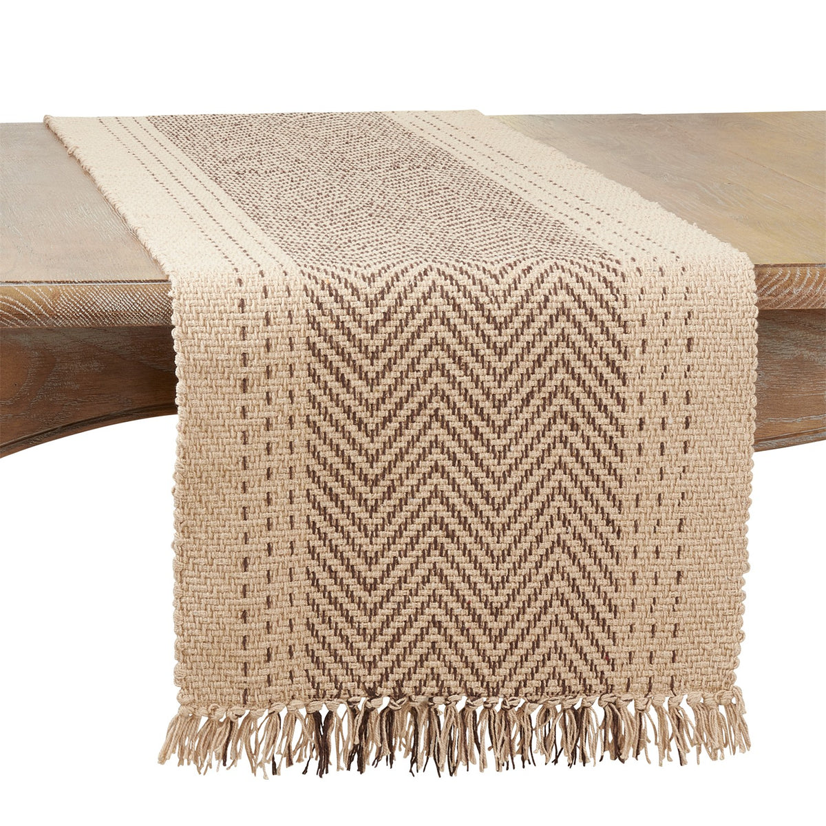 Everyday / All Season Natural Beige Kantha Stitch Table Runner, 100% cotton