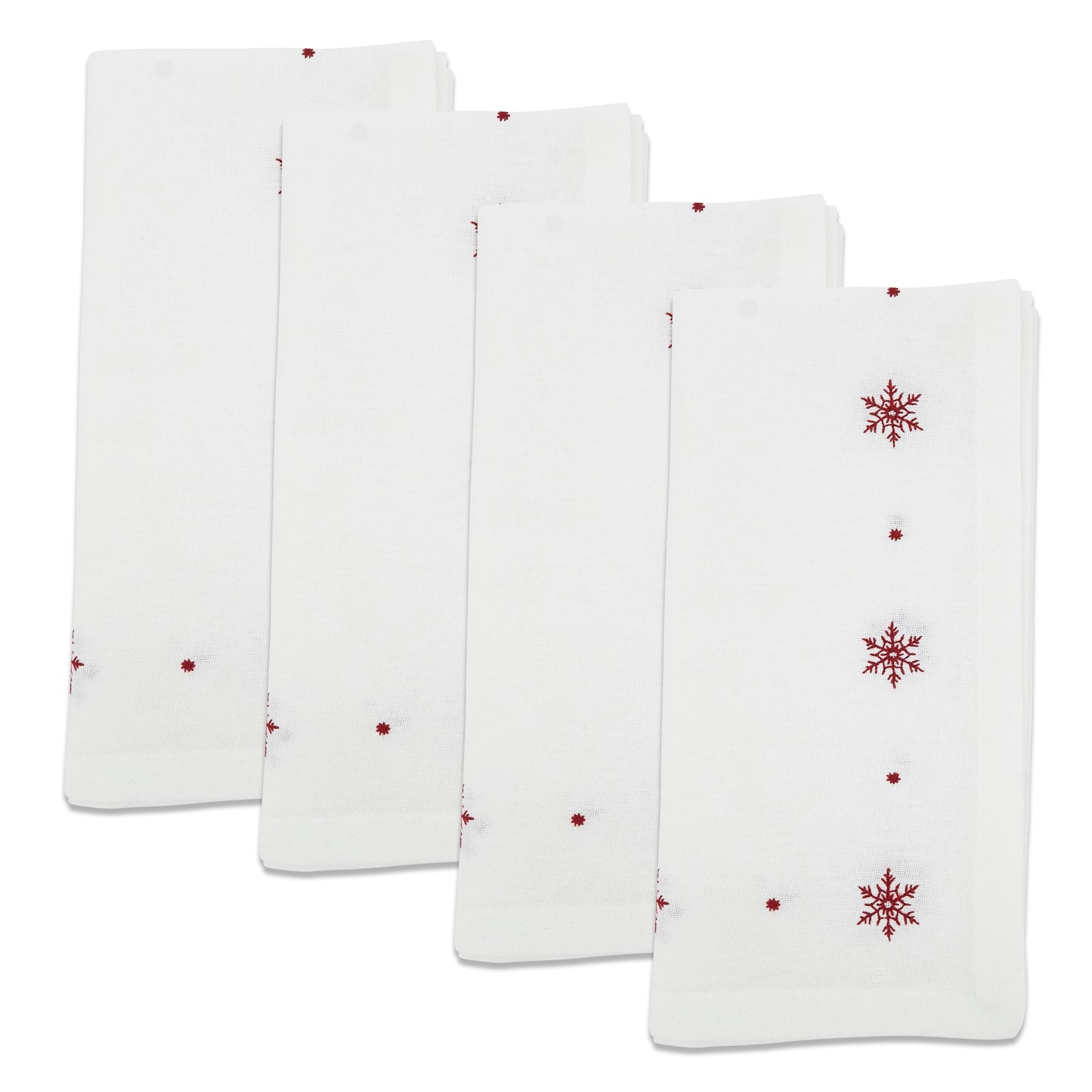 White Embroidered Snowflake Napkins 100% cotton, 20 Inch Square (4 pcs.)
