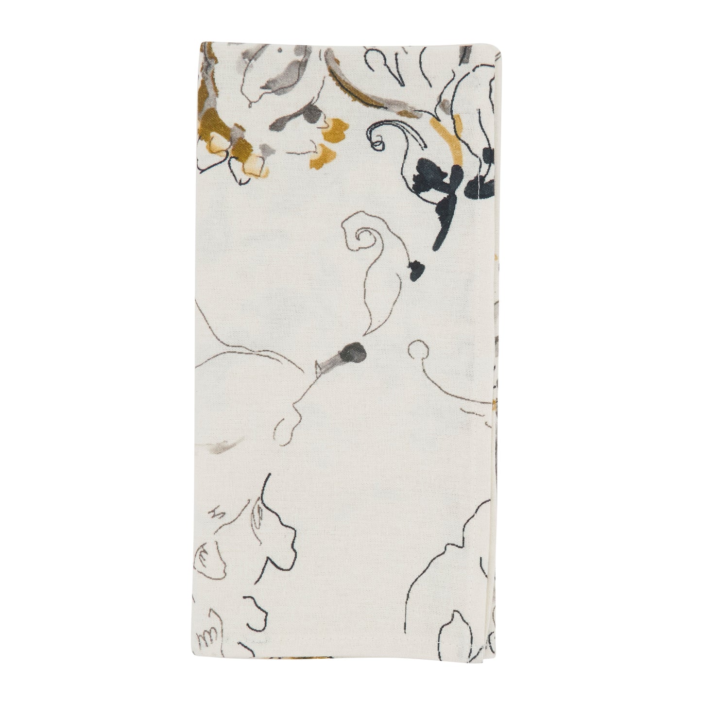 Marigold Printed Floral Design Napkins 55% linen - 45% cotton, 20 Inch Square (4 pcs.)