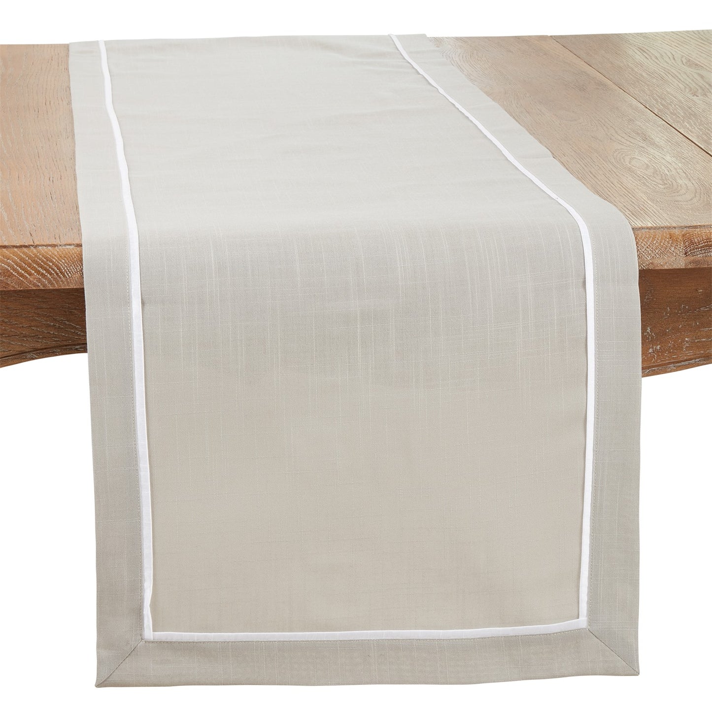 Everyday / All Season Grey Classic Pleated Design Table Runner, 100% Polyester